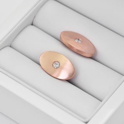 Oválné manžetové knoflíčky ze zlata s diamanty Obert