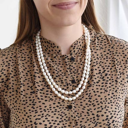 Dlouhý perlový náhrdelník ze stříbra Darell