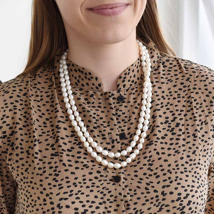 Dlouhý perlový náhrdelník ze stříbra 87927