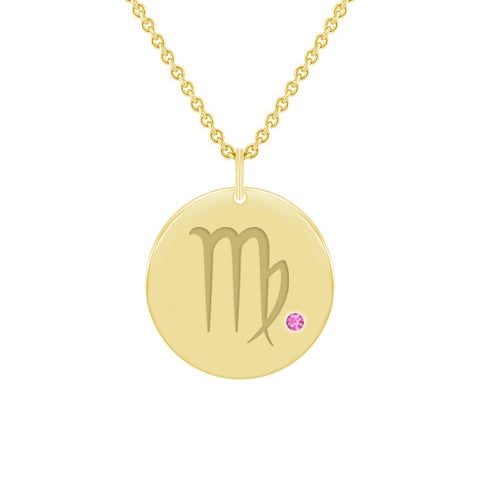 Stříbrný přívěsek se znamením a růžovým safírem Panna 103487