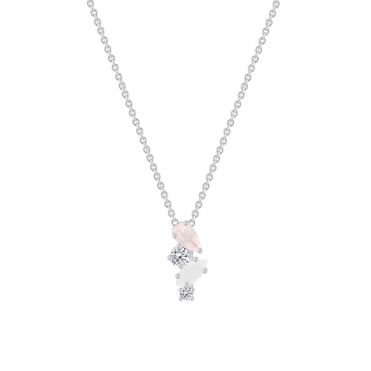 Stříbrný přívěsek s měsíčním kamenem, růženínem a topazy 71820