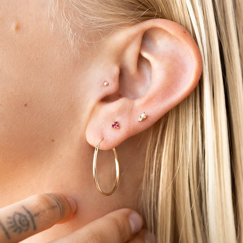 Zlatý set piercing náušnic s tyrkysem Luz