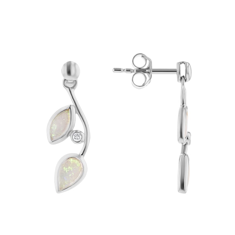 Opálové náušnice ve tvaru lístků s diamanty Corbett 111438