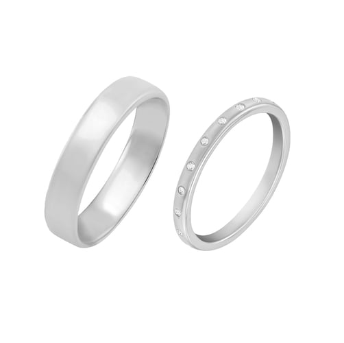 Zlatý eternity snubní prsten s diamanty a komfortní pánský Miomi