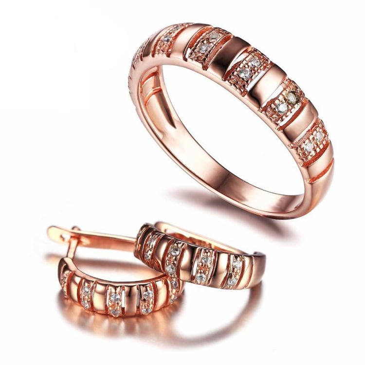 Stříbrná pozlacená kolekce šperků se zirkony Redolent