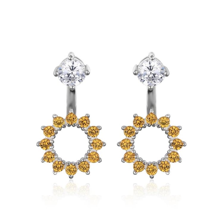 Stříbrné náušnice 2v1 se safíry a zirkony Dosha