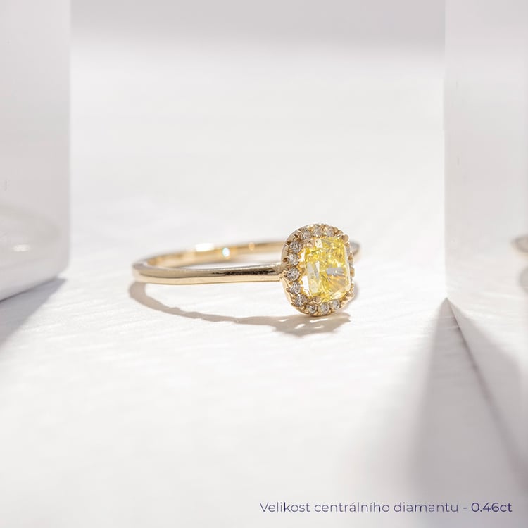 Zásnubní prsten s certifikovaným fancy yellow lab-grown diamantem Eduta 114197