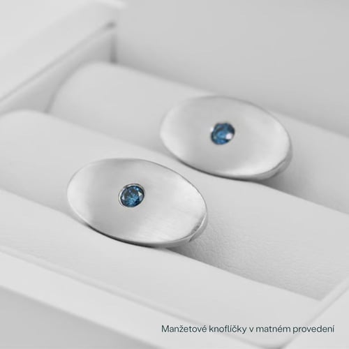 Zlaté manžetové knoflíčky s modrými diamanty Obert