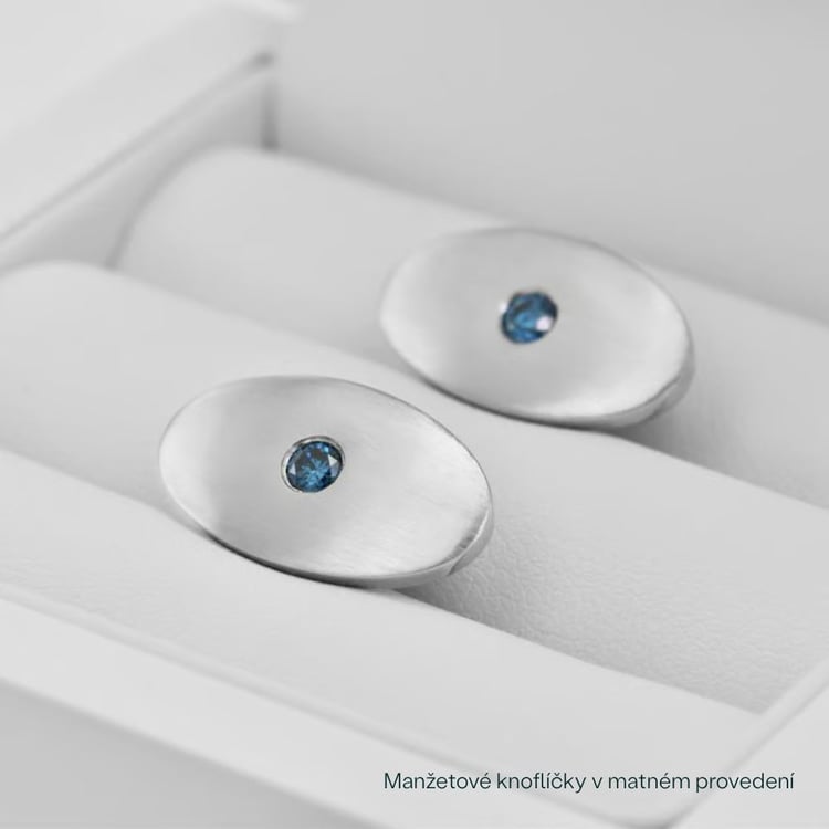Zlaté manžetové knoflíčky s modrými diamanty Obert 165396