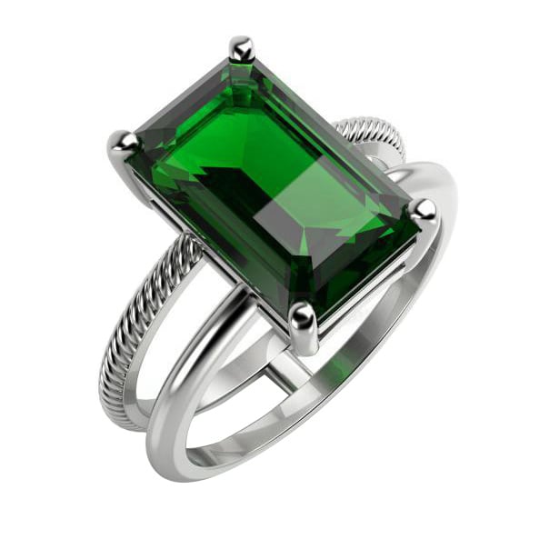 Diopsidový prsten z bílého zlata 59767