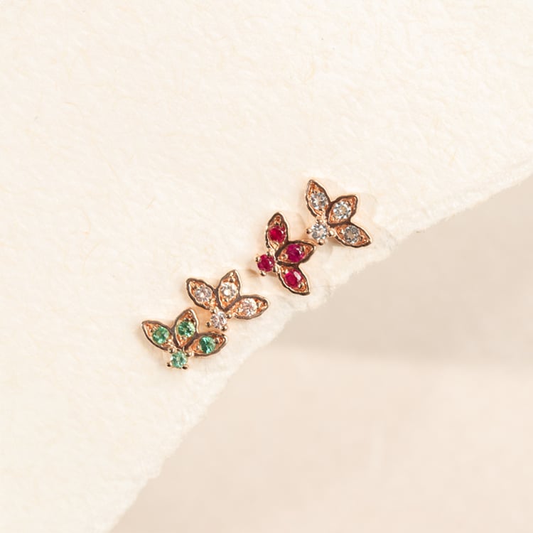 Zlatá piercing náušnice s bílými topazy Amina 138295