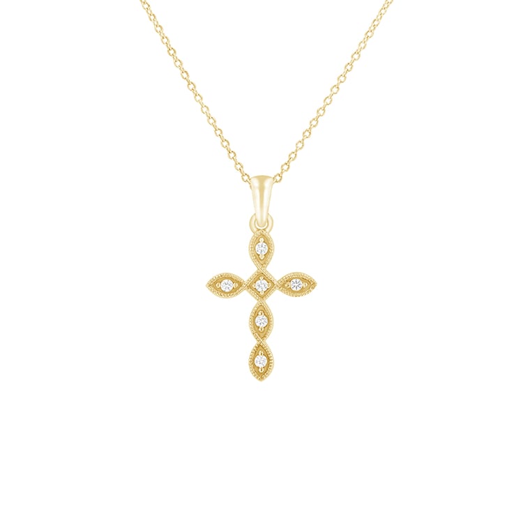 Přívěsek ve tvaru diamantového kříže ze žlutého zlata 79701