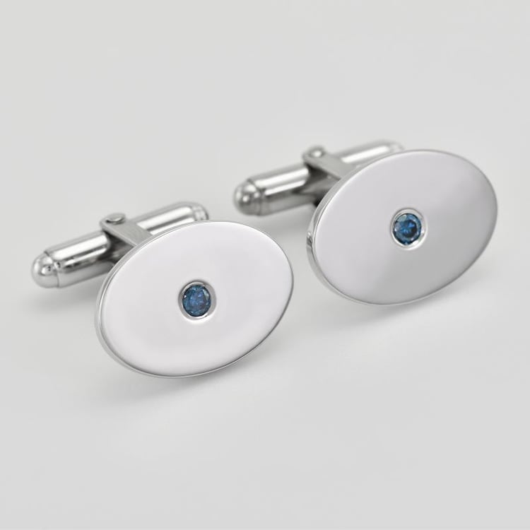 Oválné manžetové knoflíčky s modrými diamanty 9323