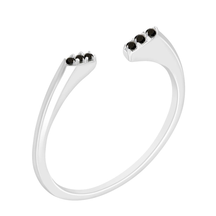 Prsten ze stříbra s šesti černými diamanty