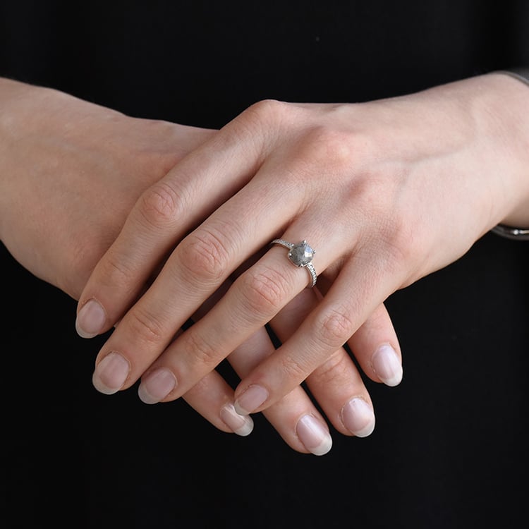 Prsten s jedinečným salt and pepper diamantem z bílého zlata 79905