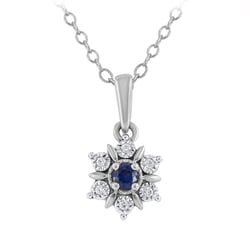 Elegantní přívěsek ve tvaru květu se safírem a přírodními diamanty Aarav