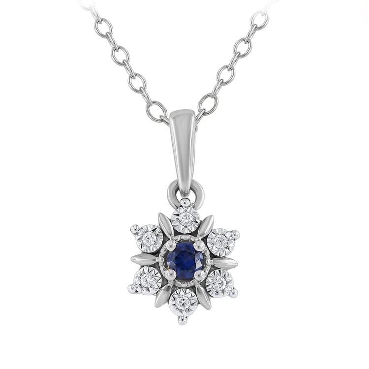 Elegantní přívěsek ve tvaru květu se safírem a přírodními diamanty Aarav 164994