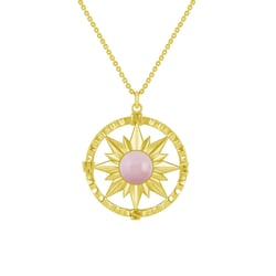 Zlatý přívěsek kompas s růžovým opálem Pinto