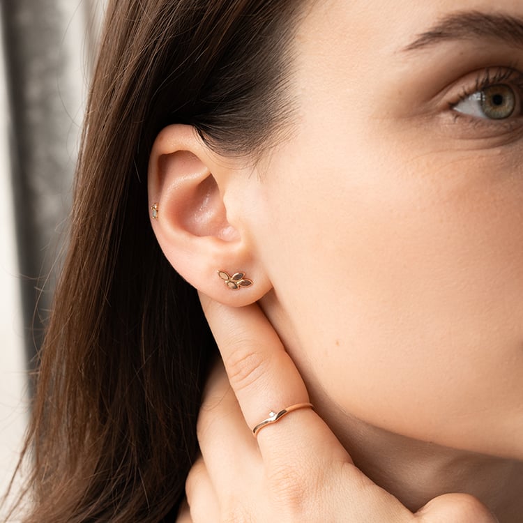 Zlatý set náušnic s opálem 128392