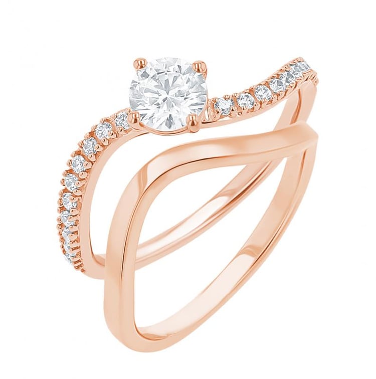 Něžný zásnubní set atypických prstýnků s lab-grown diamanty 156025