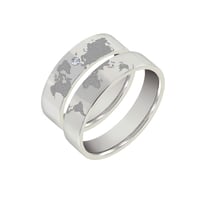 Snubní prsteny z platiny s gravírem zeměkoule a diamantem Zeoni