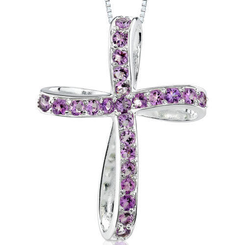 Stříbrný náhrdelník kříž s ametysty