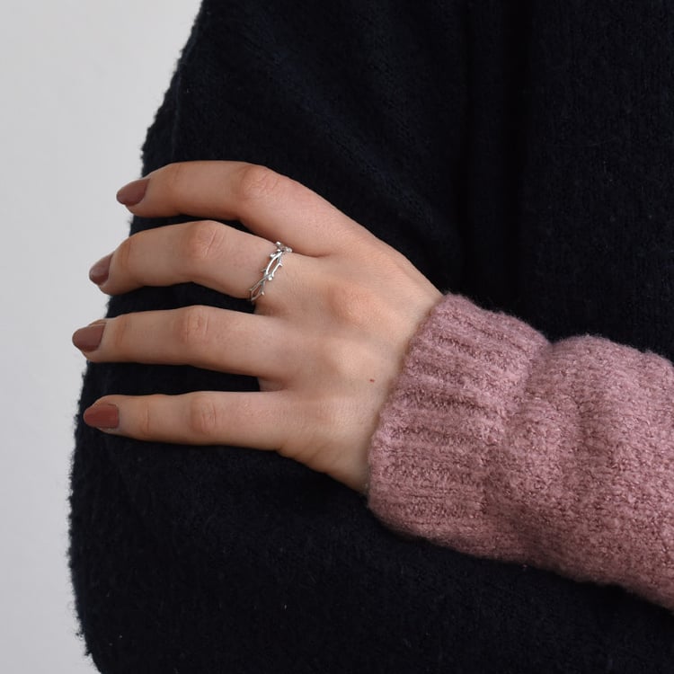 Něžný prsten ve tvaru větviček s lab-grown diamanty Hamana 105659