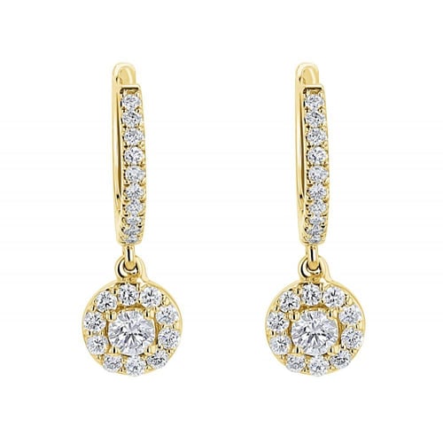 Stříbrné kruhové náušnice s 0.13ct přírodním diamantem Madhu