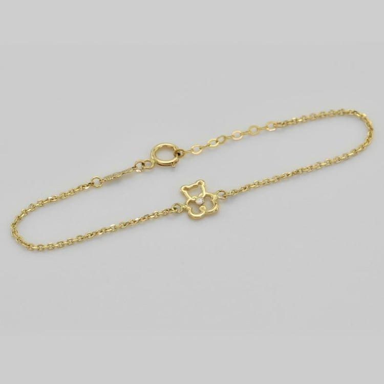 Zlatý dětský náramek s medvídkem a diamantem 38773