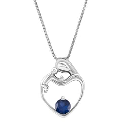 Stříbrný přívěsek matka a dítě se safírem a diamantem Ella