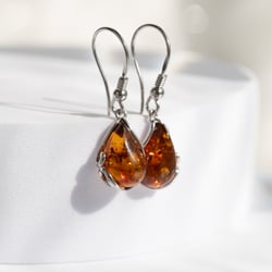 Stříbrné jantarové náušnice Festa