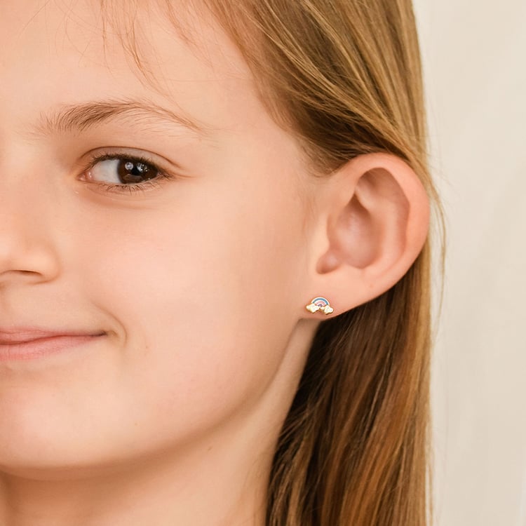 Zlaté dětské náušnice ve tvaru duhy Holly 164378