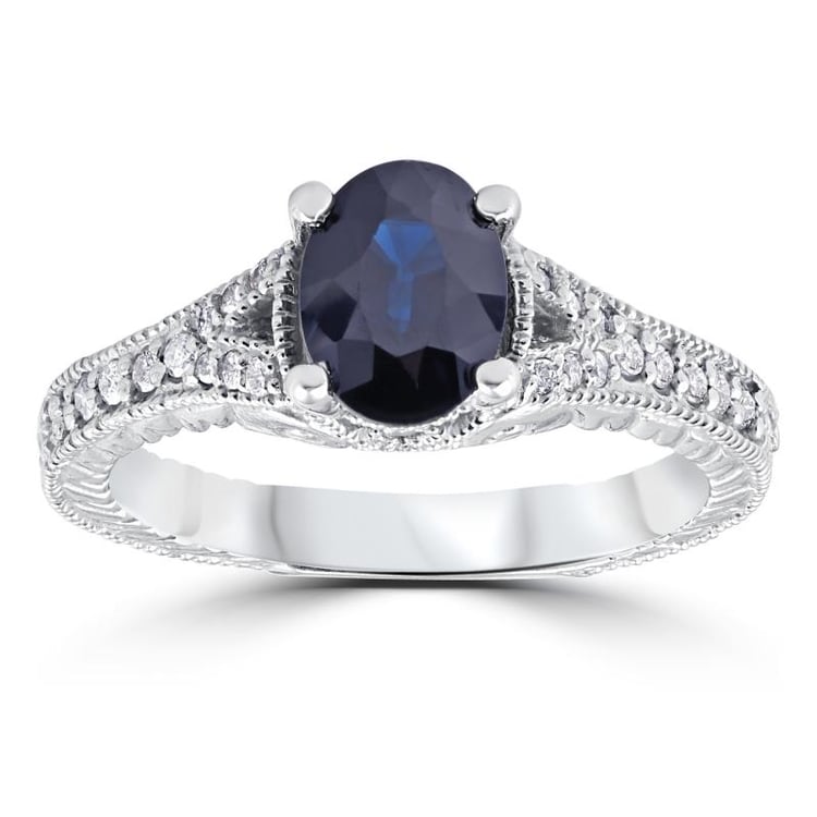 Zlatý prsten se safírem a diamanty 27591