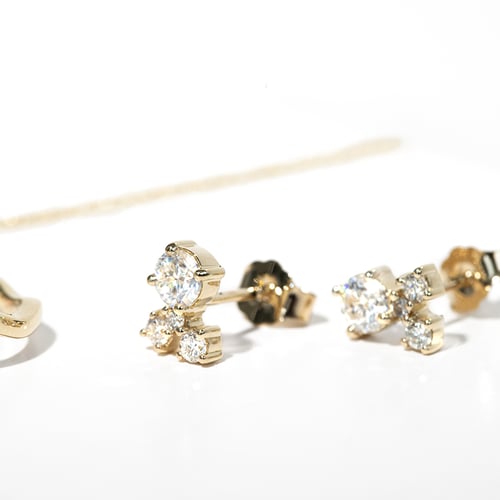 Stříbrná cluster sada šperků s moissanity a lab-grown diamanty Halli