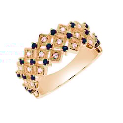 Moderní zlatý prsten s lab-grown diamanty a safíry Arnt