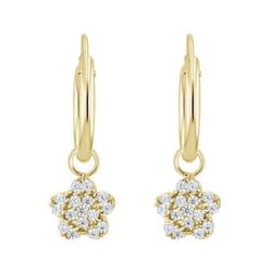 Zlaté dětské náušnice ve tvaru květiny Dahlia