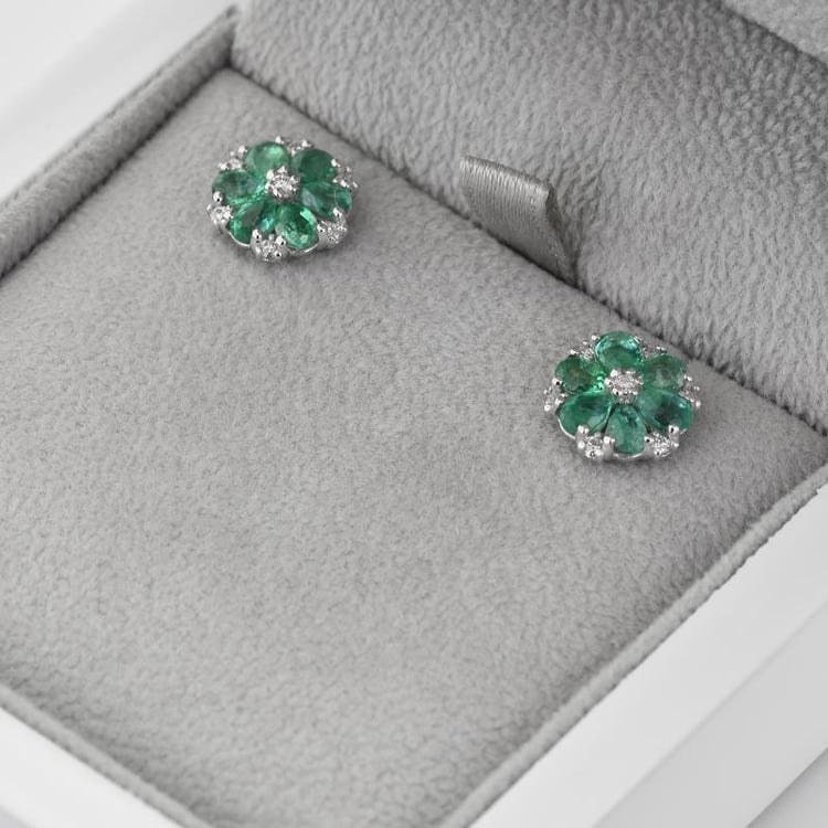 Zlaté smaragdové náušnice 17147