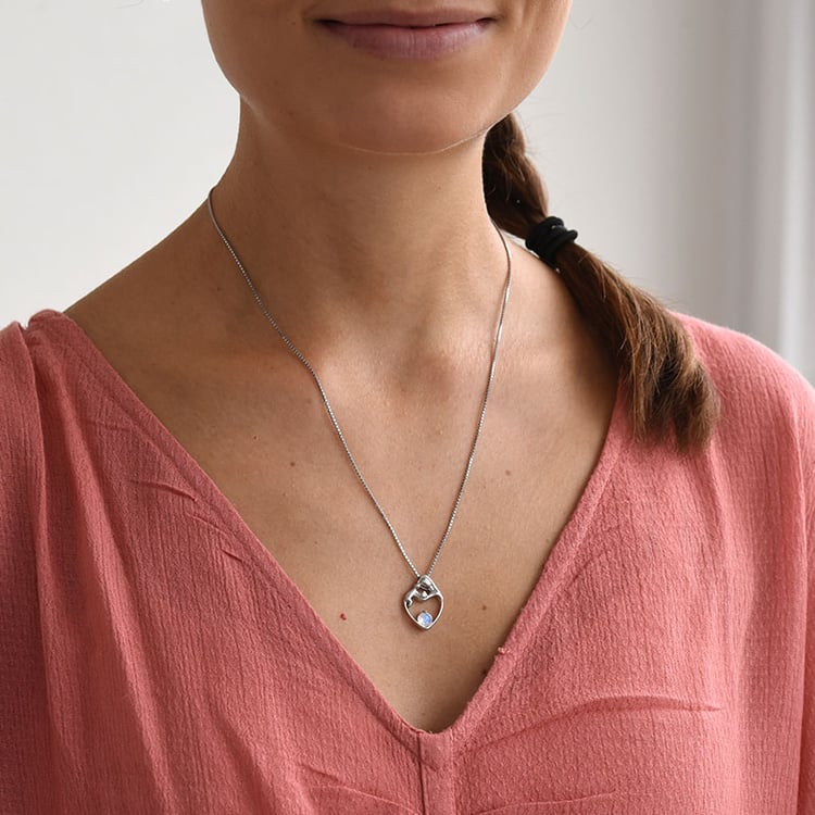 přívěsek matka a dítě s měsíčním kamenem a diamantem 84444