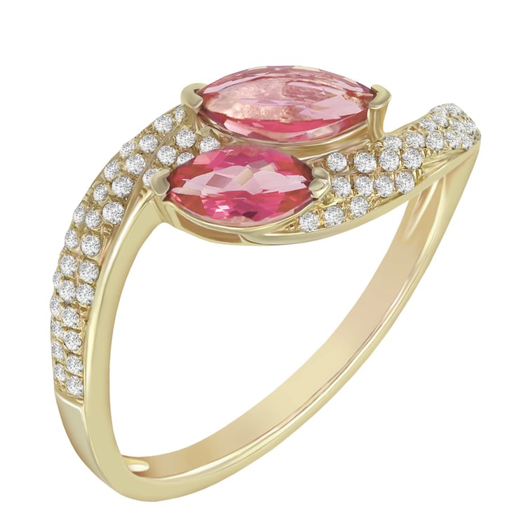 Zlatý prsten s turmalíny a diamanty Nyssia