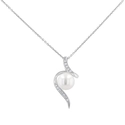 Stříbrný přívěsek s perlou a zirkony Acanda