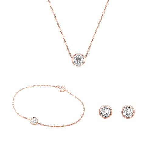 Minimalistická zlatá sada šperků s lab-grown diamanty Amara