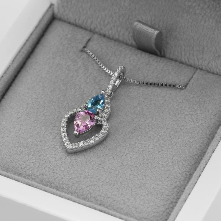 Přívěsek s růžovým safírem, topazem a zirkony 50651