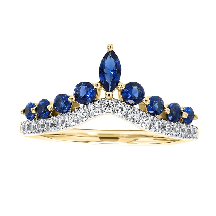 Luxusní zlatý prsten se safíry a lab-grown diamanty Richa