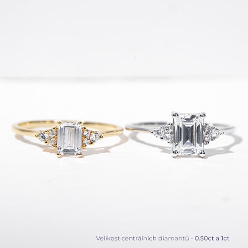 Zásnubní prsten s emerald diamantem Miha