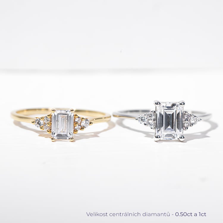 Zásnubní prsten s emerald diamantem Miha 125952