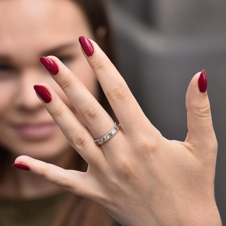 Citrínový eternity prsten ze stříbra 31436