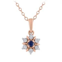 Elegantní přívěsek ve tvaru květu se safírem a přírodními diamanty Aarav