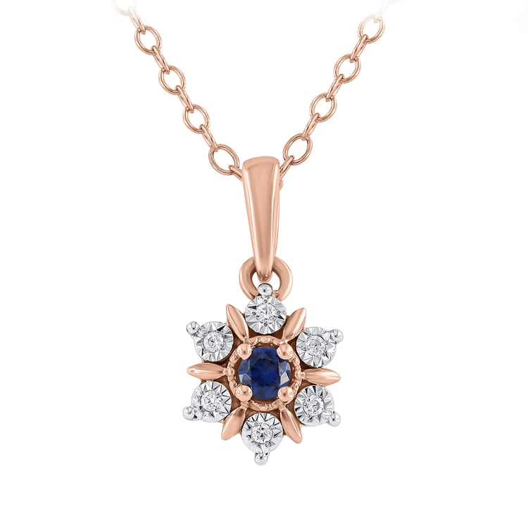 Elegantní přívěsek ve tvaru květu se safírem a přírodními diamanty Aarav 164993