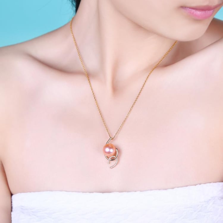 Perlový náhrdelník ze žlutého zlata s diamanty Margaret 12849