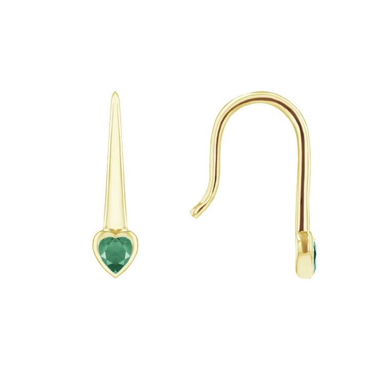 Visací náušnice se smaragdovými srdíčky Levy 144767